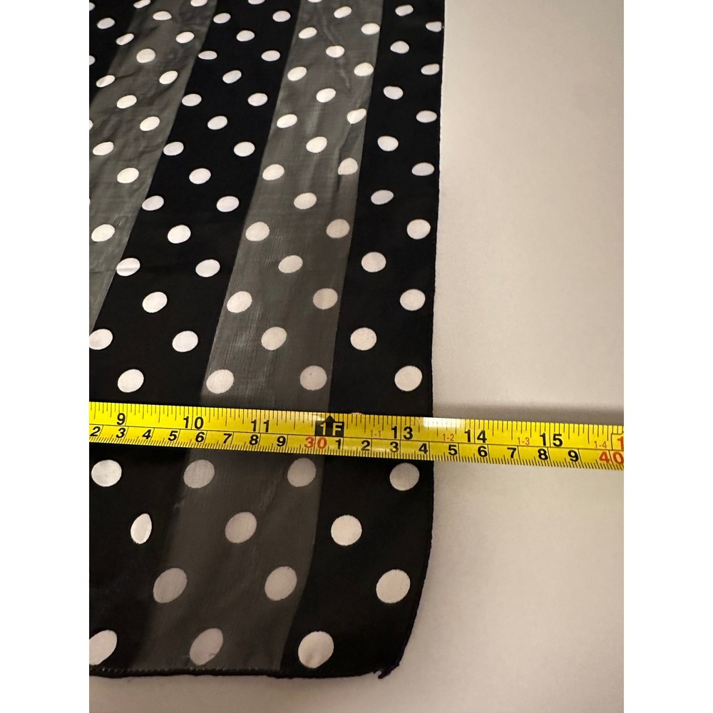 Vintage Style Black White Polka Dot Sheer Striped Neck Scarf - Picture 4 of 4